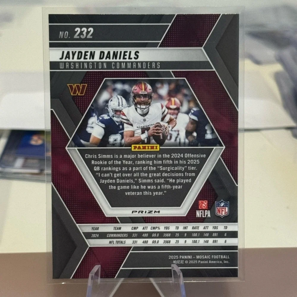 🔥 2025 Jayden Daniel’s Panini Mosaic Green Prizm Washington commanders - Picture 2 of 2